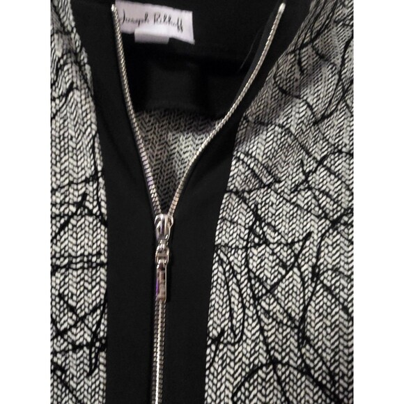 Joseph Ribkoff Women’s Size 8 Black White Abstract Print 2-Way Zip Front Jacket - Picture 5 of 14